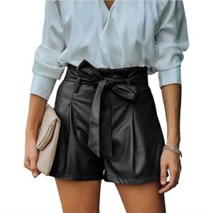 THML High Waisted Faux Leather Shorts
